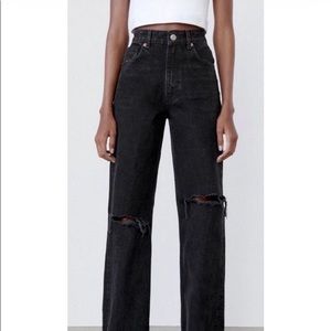 ZARA NWT Ripped Wide Leg Jeans Size 0